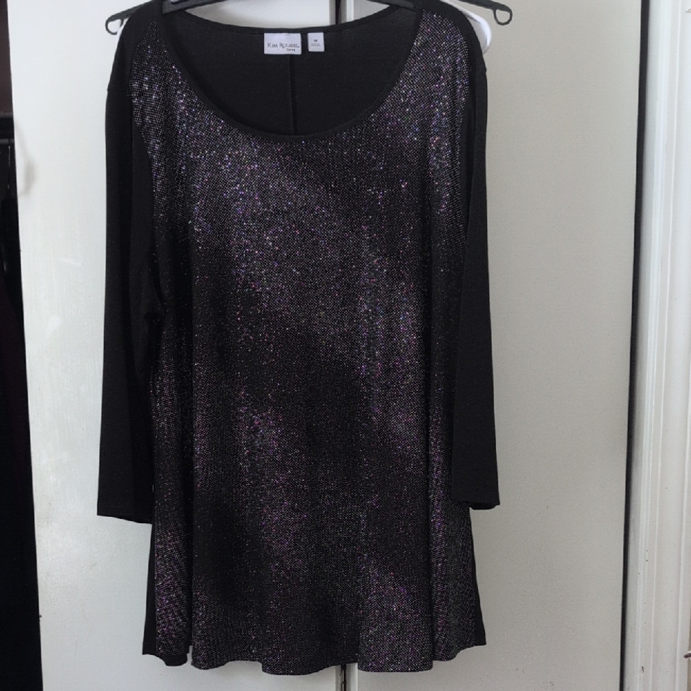 Kim Rogers Shimmering Black and Purple Blouse